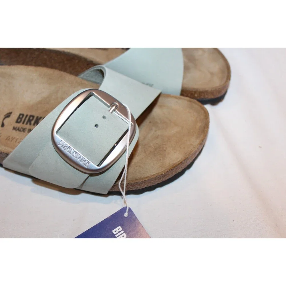 Birkenstock Women Madrid Big Buckle Suede Sandals Pure Sage EU 38 Narrow